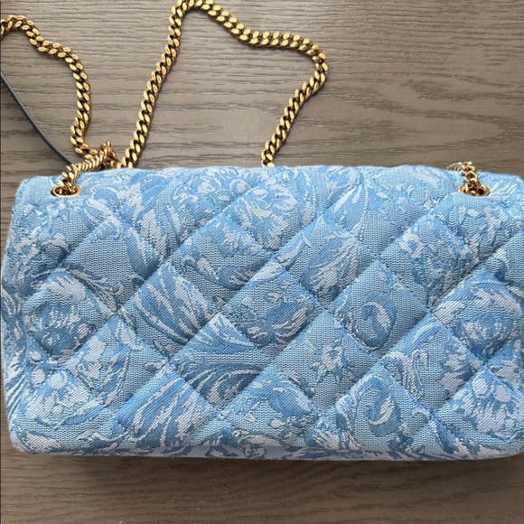 Versace Light Blue Quilted Shoulder Bag with Gold Accents main image 3